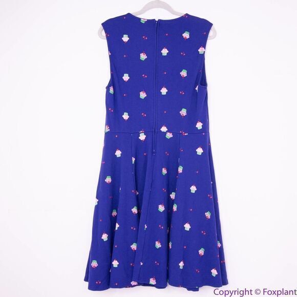 Unique Vintage Gwynnie Bee Cupcake Print Navy Dress, L - Picture 7 of 16